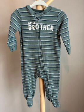 ⭐️⭐️PICK 5 / $20 Carter's 'Little Brother' Green One-Piece Footed Pajamas 6M